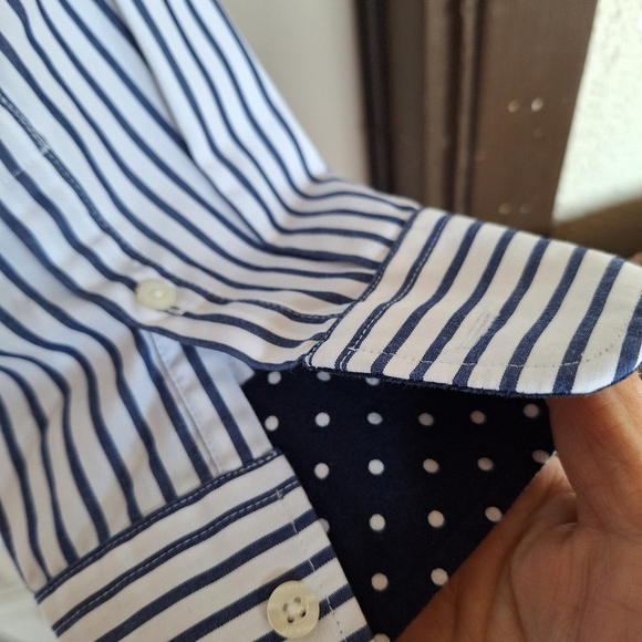 Chaps Buttondown SzL Blu/Wht Contrast Collar/Cuff EZ Care Cotton Blend Blu/Wht - Picture 8 of 10